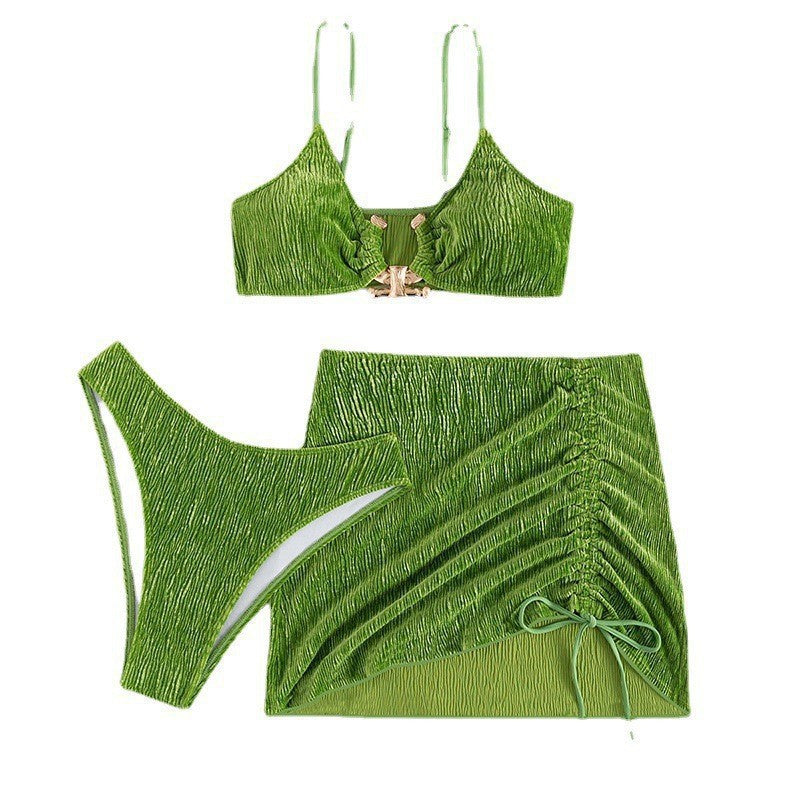 Dame Triangel-Bikini-Sæt med flæsedesign og moderigtig nederdel Skovae