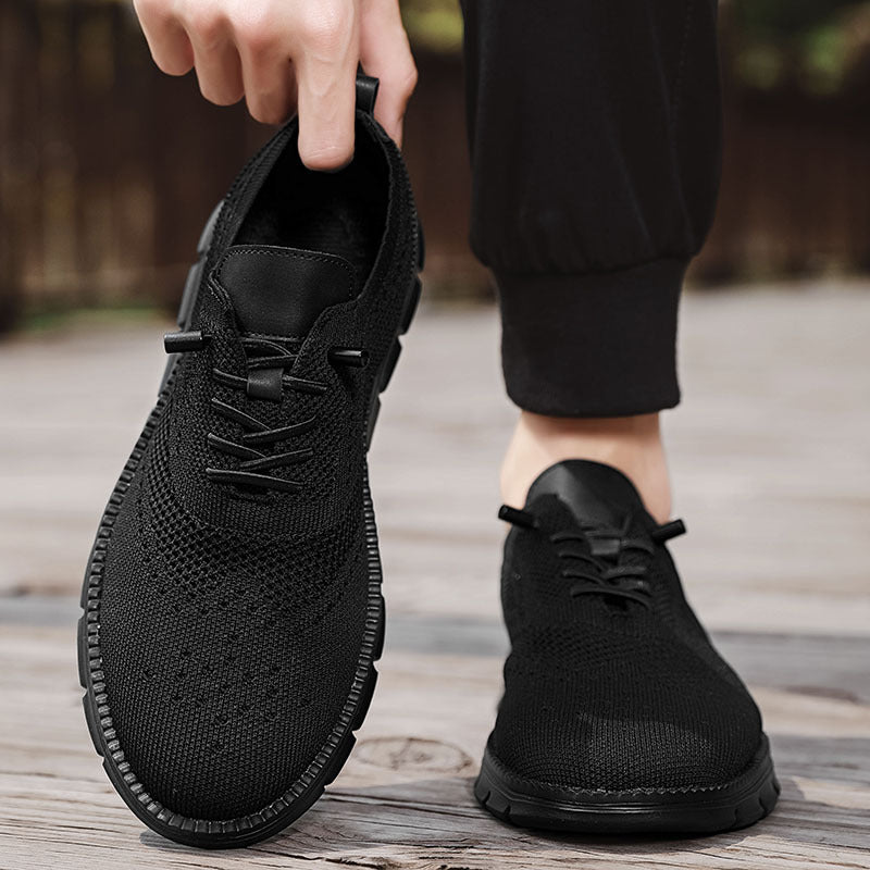 Herrer nan strikket Business-Casual snørebåndssko med Wingtip dekoreret hulmønster og fleksibel EVA-sål Skovae