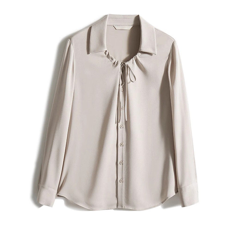 Dame moderne Bluse med sløjfe krave og elegant snit Stilla