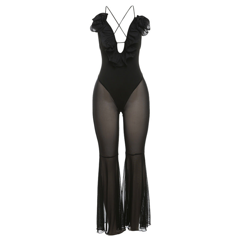 Dame Elegant og sensuel gulvlængde Monokini med flæse detaljer Stilla