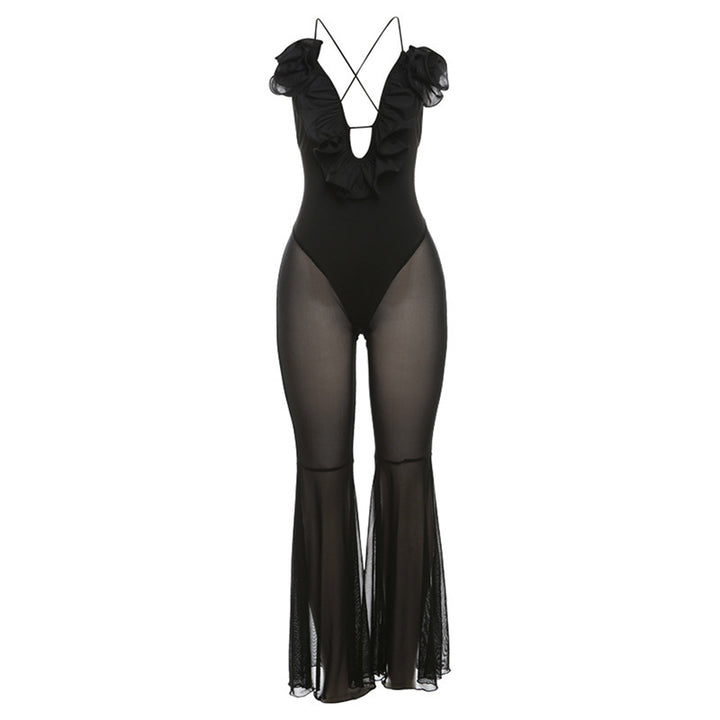 Dame Elegant og sensuel gulvlængde Monokini med flæse detaljer Stilla