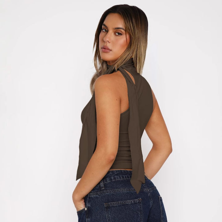 Dame Top med asymmetrisk snit Stilla
