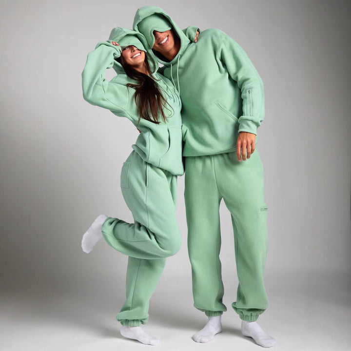 Kvinders hyggelige hoodie med integreret sovemaske Skovae