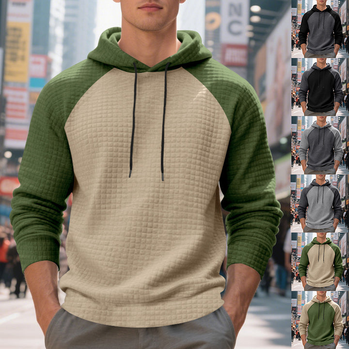 Herre nan quilted hoodie med raglanærmer og snoretræk Skovae