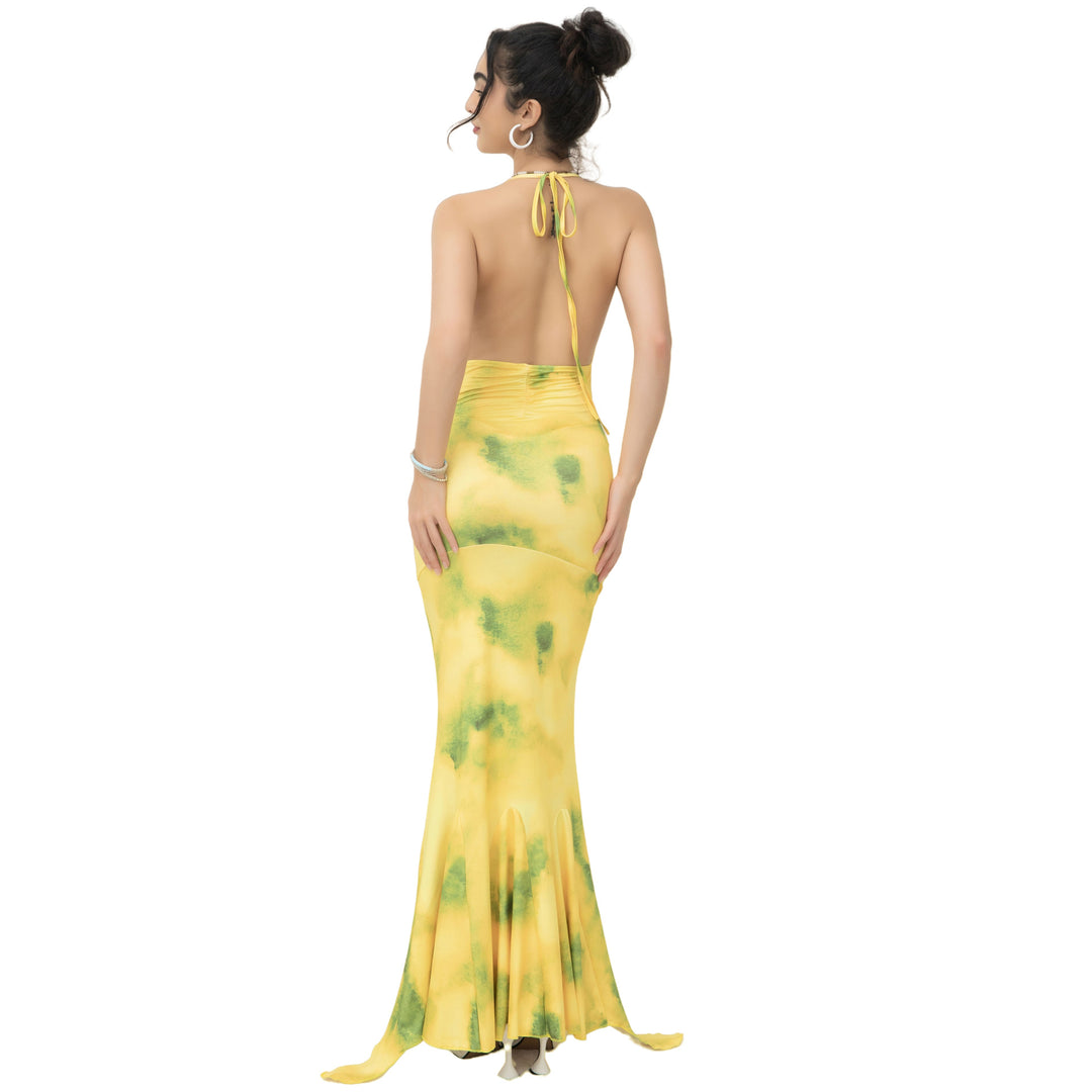 Dame Halter Neck Havfrue Maxi Kjole Stilla