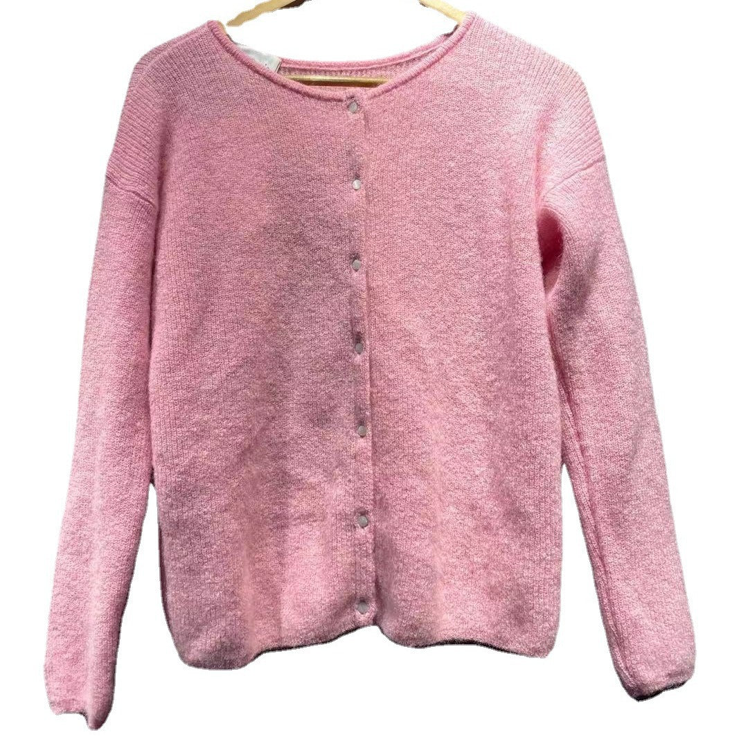 Dame cardigan med fint strukturmønster og elegant V-hals Stilla