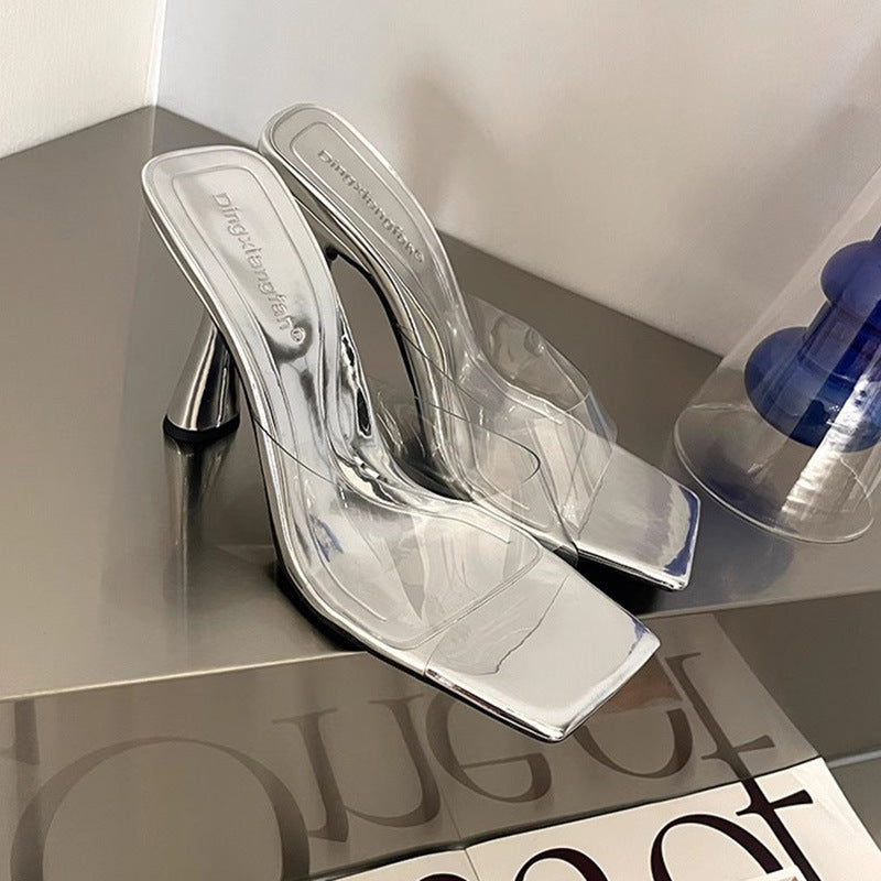 Dame Slingback Sandaler med transparent overmateriale og elegant blokhæle Stilla