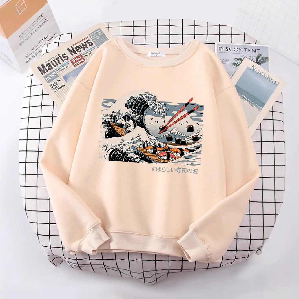 Kvindernes sweatshirt med kunstnerisk bølgedesign og komfortabel pasform Stilla