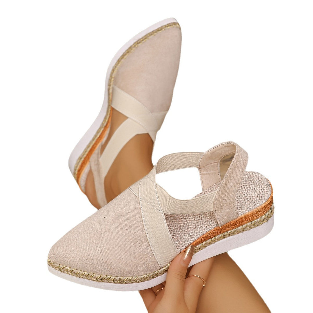 Dame nan Velours-Slingback-Kile med spids forfod, flettet jutebånd og dämpende løbsål Skovae