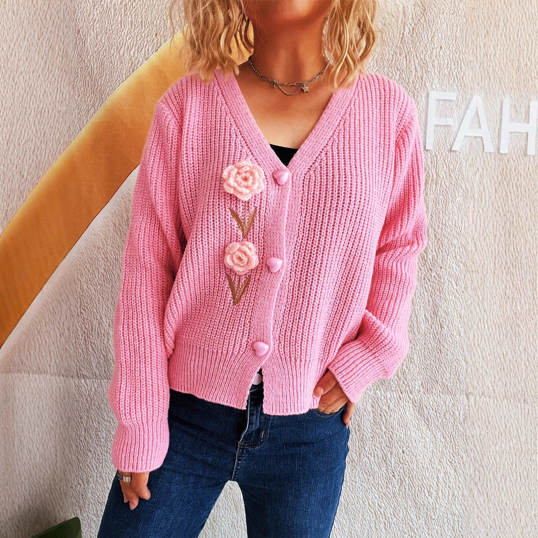 Damer cardigan med legesyg blomsterbroderi Stilla
