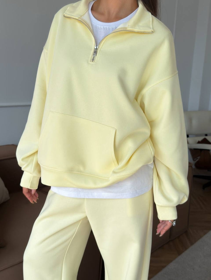 Kvinder Oversized Sweatshirt og bredskårne Bukser Sæt Skovae