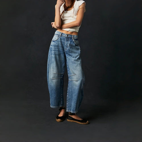 Dame Bredde High-Waist Jeans i Vintage-look med usædvanlig vaskemetode Skovae