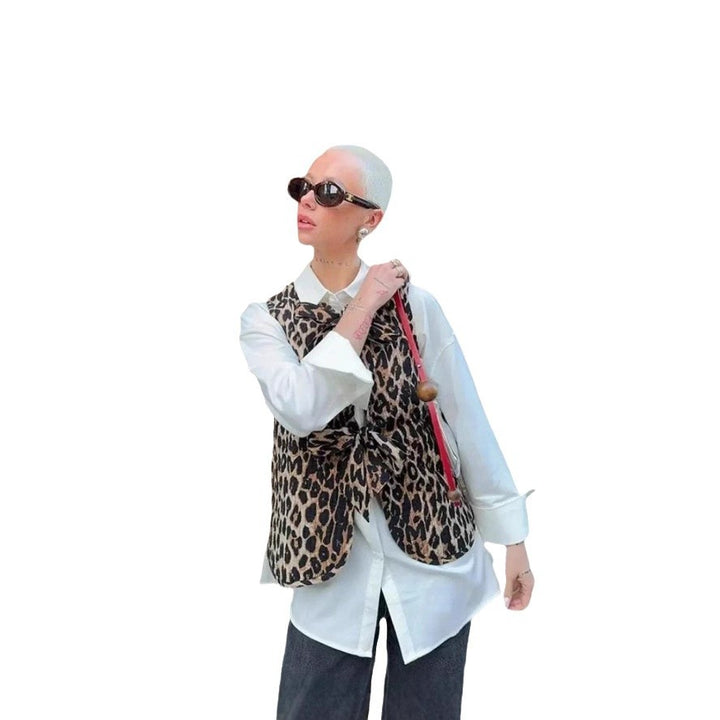 Dame Leo-udskæring vest med justerbar sløjfe og afslappet design Stilla