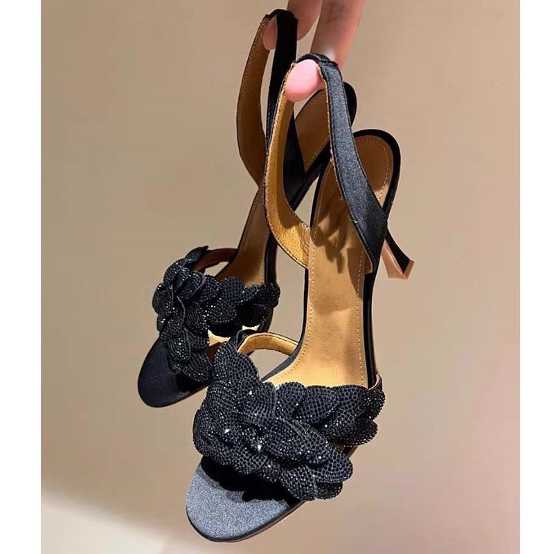 Femme Elegante Slingback-Højhælede med dekorativ rhinestone-knude Stilla