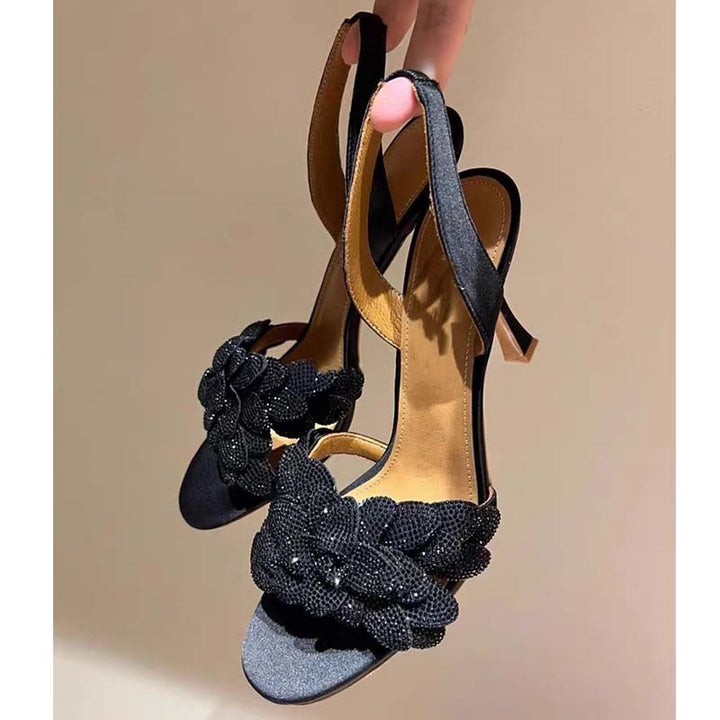 Femme Elegante Slingback-Højhælede med dekorativ rhinestone-knude Stilla