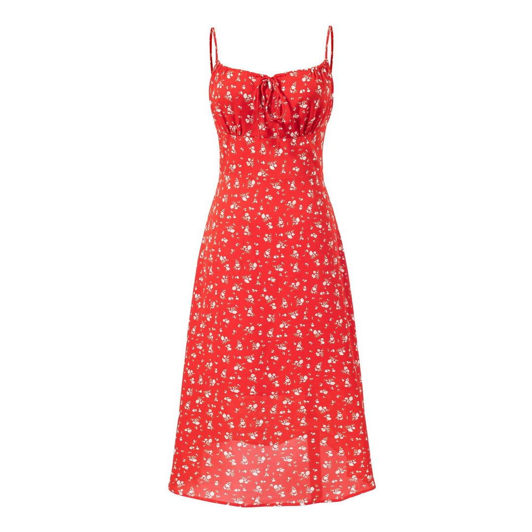 Dame Sommerligt Midikjole med blomstret design og fine spaghettistropper Stilla