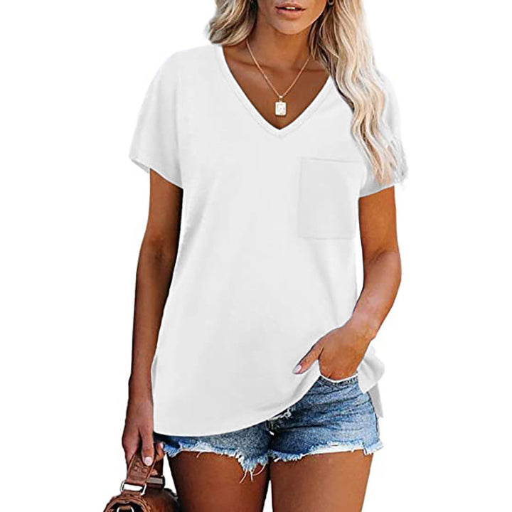 Dame V-formet fritid T-shirt med brystlomme og afslappet pasform Stilla