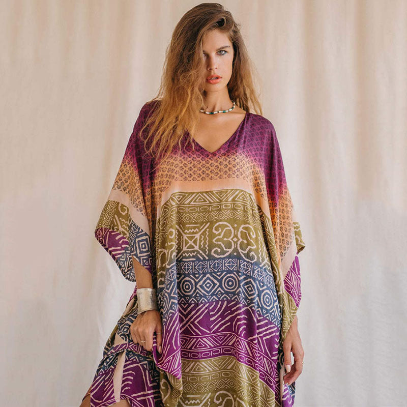 Dame Kaftan med innovativt geometrisk mønster og løs pasform Stilla