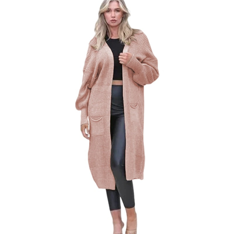 Kvinders Chunky Strik Cardigan med Åbne Lommer og Casual Design Stilla