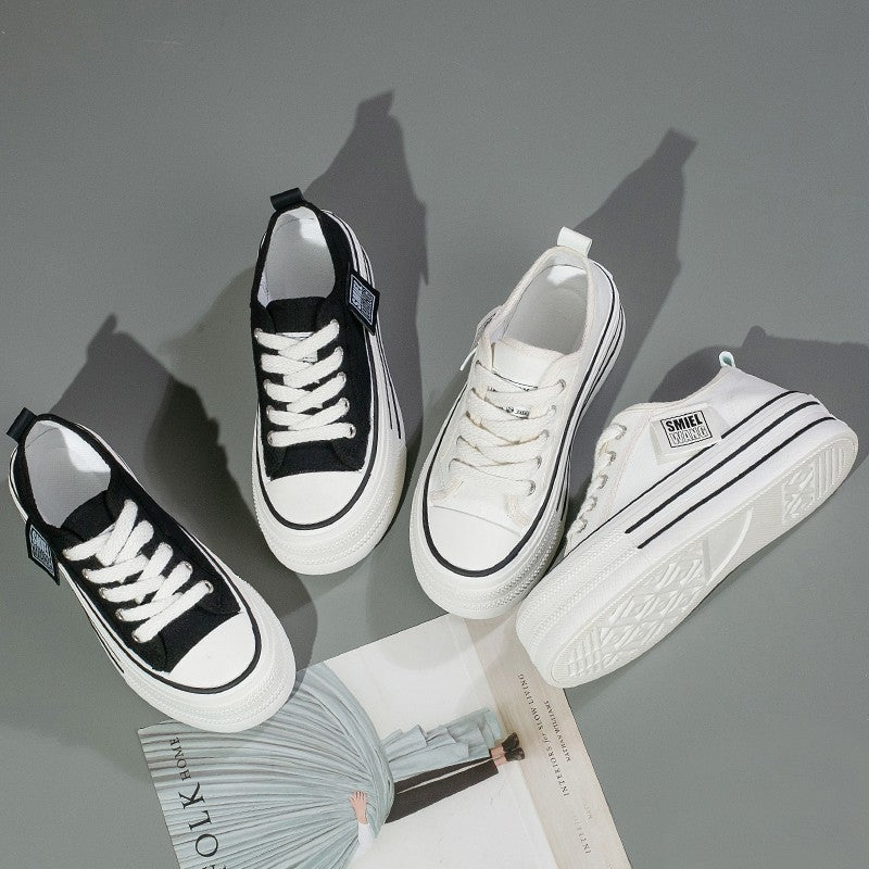 Dame Plateau Sneakers med klassisk Canvas-overdel og tyk sål Stilla