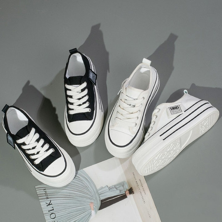 Dame Plateau Sneakers med klassisk Canvas-overdel og tyk sål Stilla