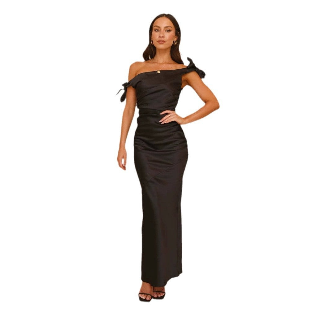 Kvinder Elegant Maxi Kjole med Off-Shoulder Design og Finesse Bånd Stilla