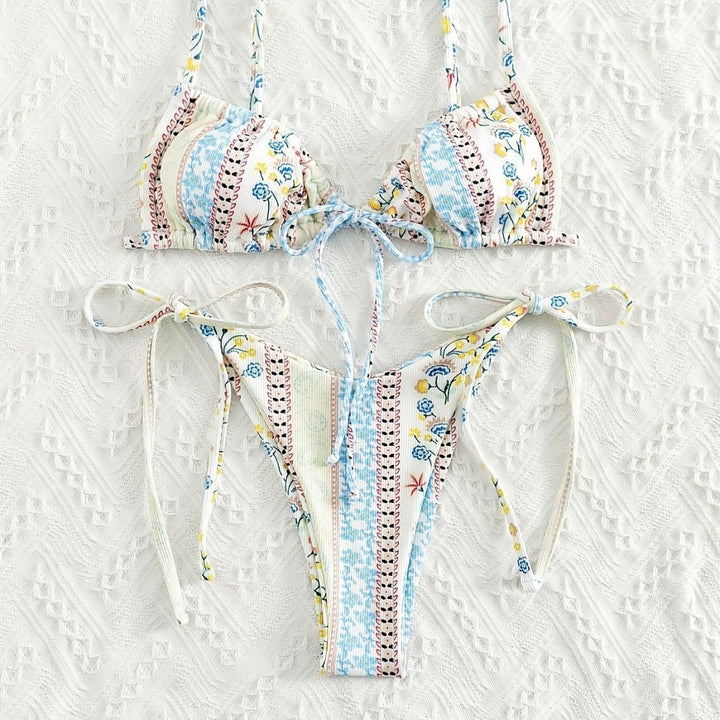 Dame triangel-bikini med legende design og justerbare stropper Skovae