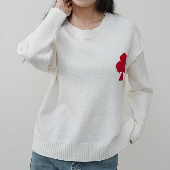 Kvinders fashionable sweater med påført design Stilla