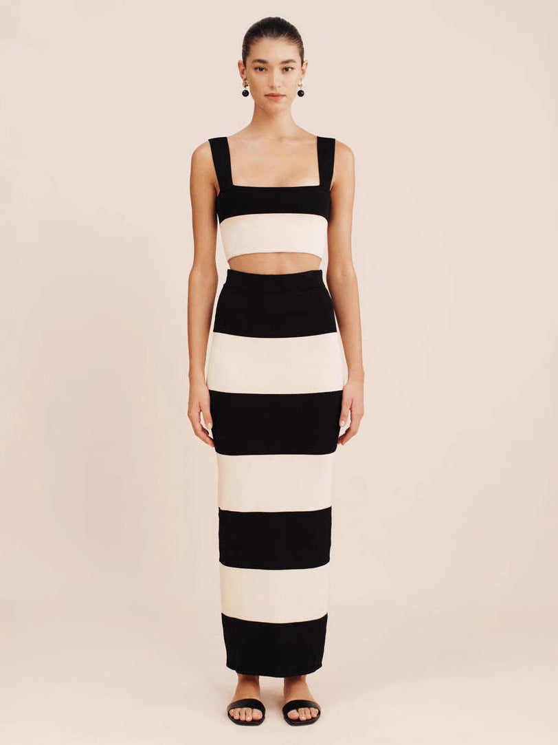 Dame cropped top med bredt bånd og tætsiddende maxi nederdel Stilla