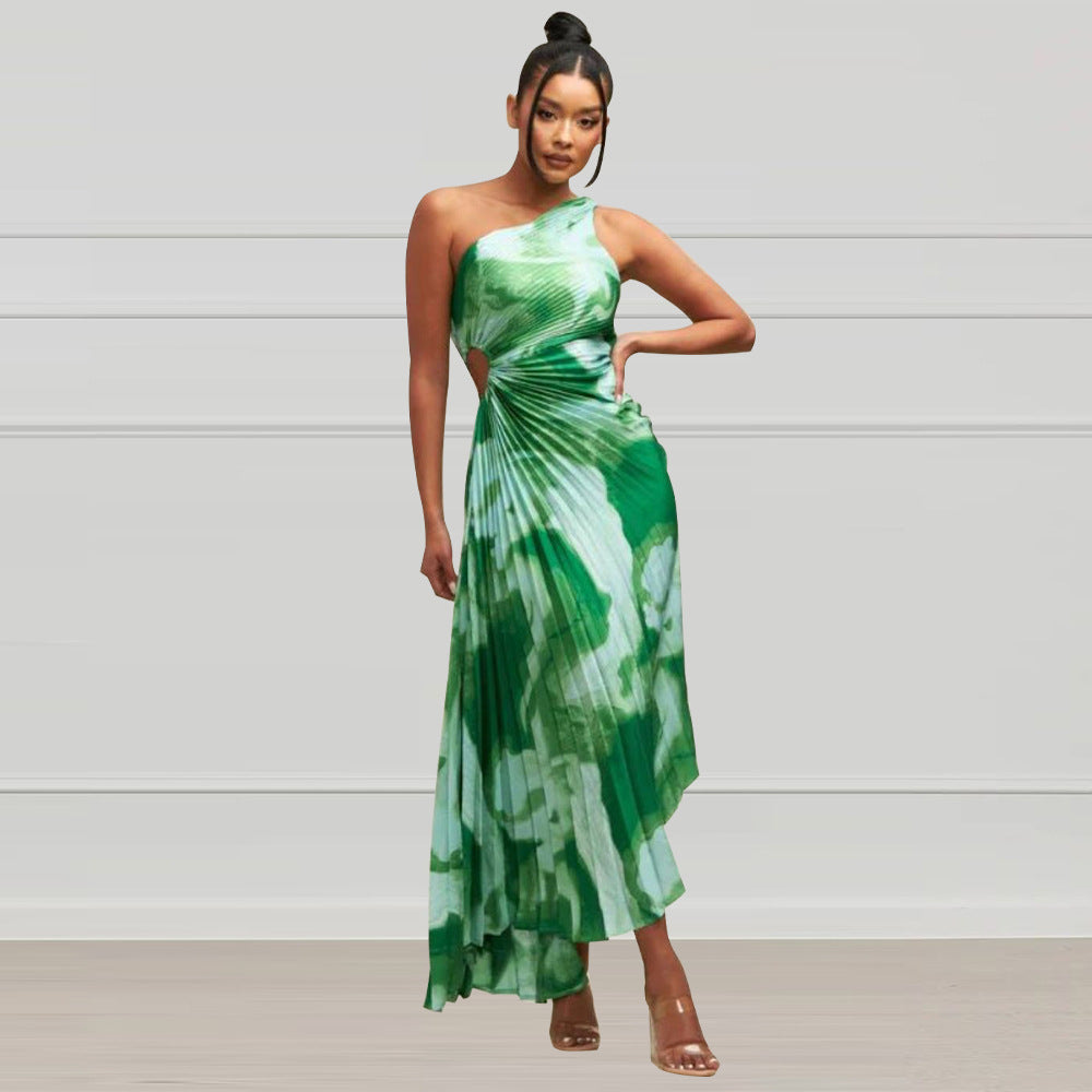 Dame asymmetrisk maxikjole med elegant drapering Stilla