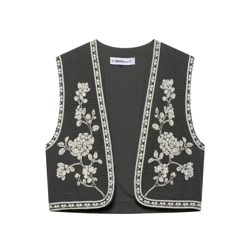 Femme Bestikket Vest med Blomsterdesign Stilla