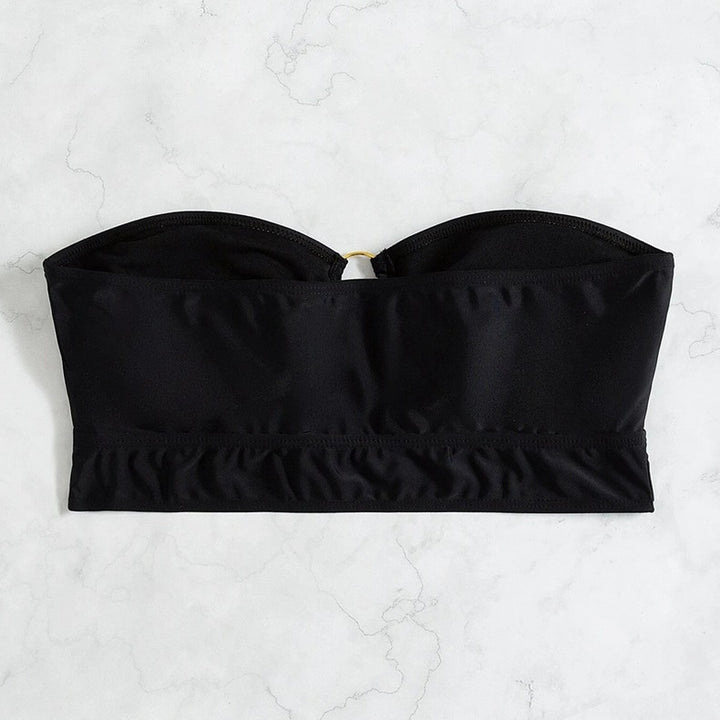 Dame bandeau-bikini-top med dekorativ ring og rynkning Skovae