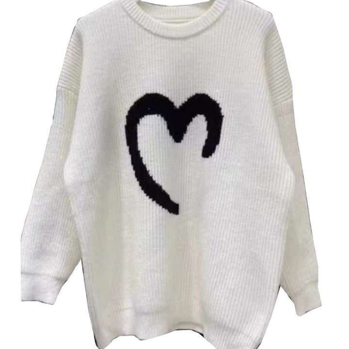 Kvinders oversized sweater med strikket smiley mønster Stilla