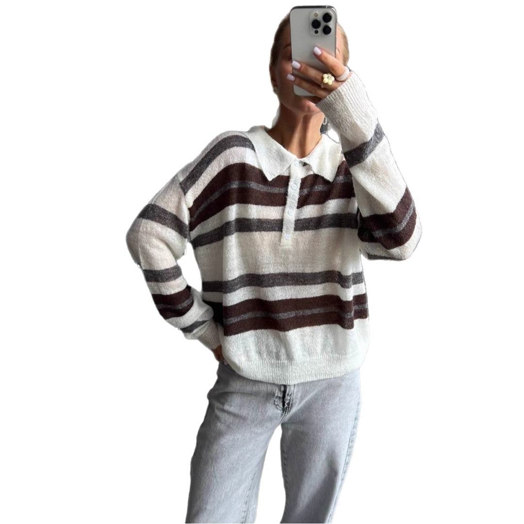 Damer elegant langærmet bluse med knapstolpe og løs pasform Stilla