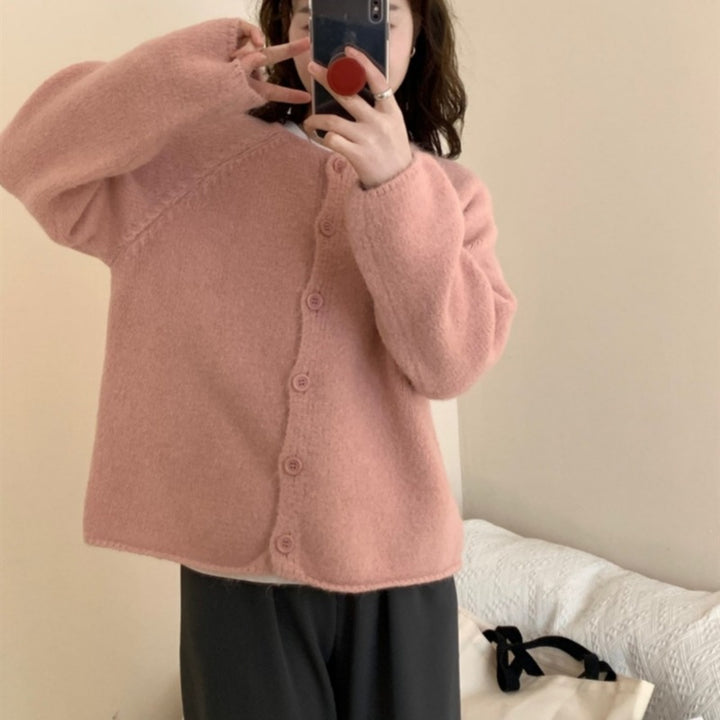Dame Cozy Cardigan med Knapper og Løs Pasform Stilla