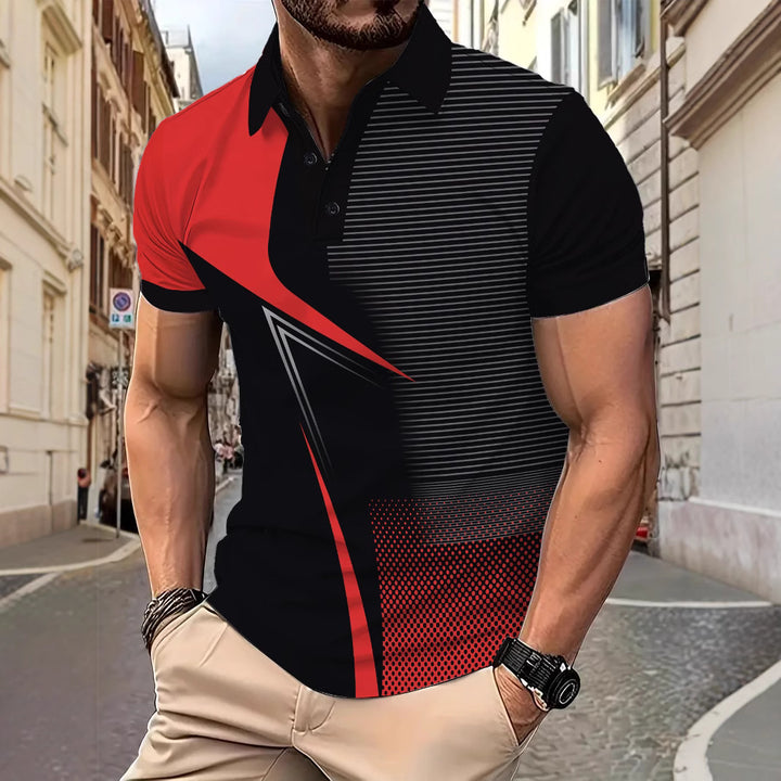 Herre Poloshirt med dynamisk grafikdesign og åndbare egenskaber Stilla