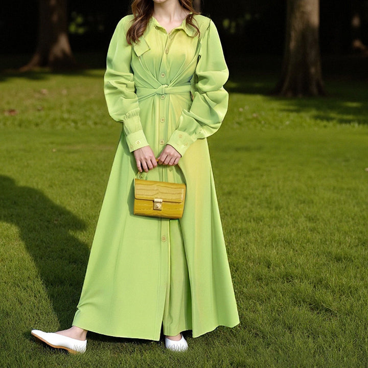 Dame skjorte kjole med knudeformet design og elegante lange ærmer Stilla