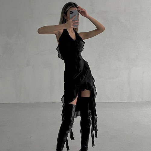 Dame wrapped dress med flæse design og dyb V-hals Stilla