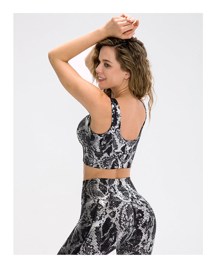 Stilla | Elastisk Slangeprint Yoga Top Stødabsorberende Sports Bh Til Kvinder