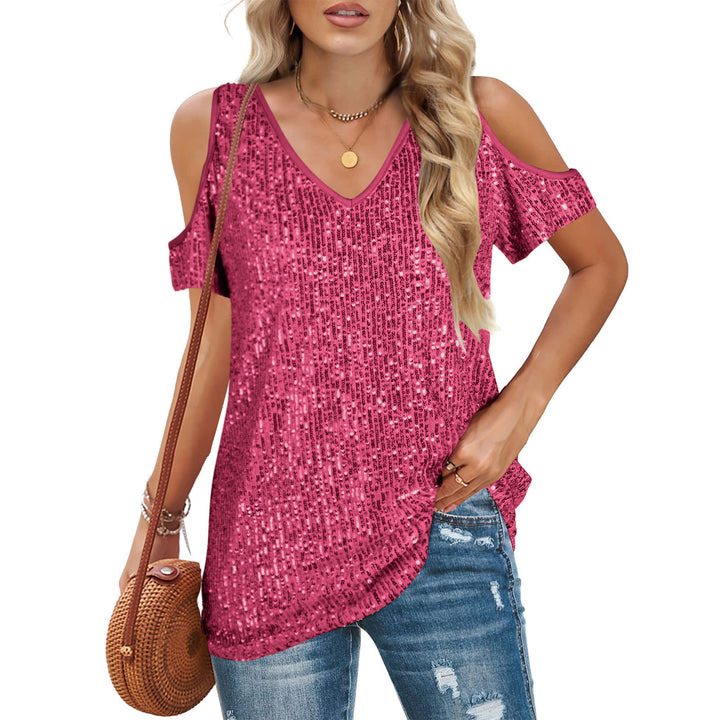 Dame Cold-Shoulder Pailletter Top Stilla