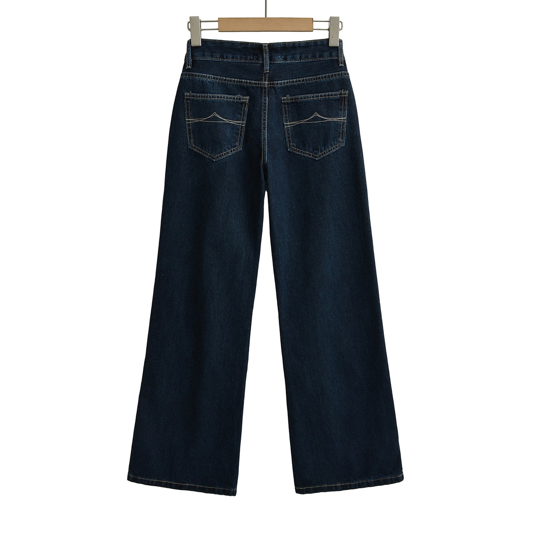 Dame bredskårede jeans med høj talje og klassisk design Stilla