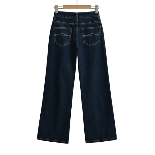 Dame bredskårede jeans med høj talje og klassisk design Stilla