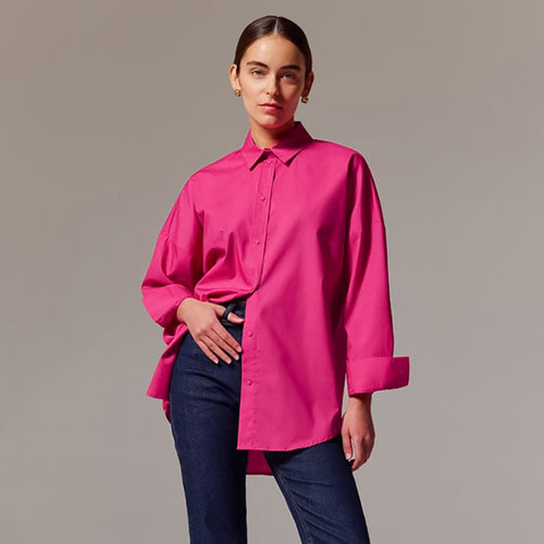 Dame Oversized Businessskjorte med elegant krave og legende snit Stilla