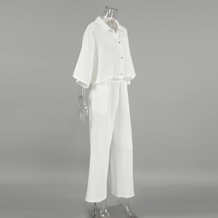 Dame afslappet jumpsuit-sæt med løs pasform og halvlange ærmer bluse Stilla