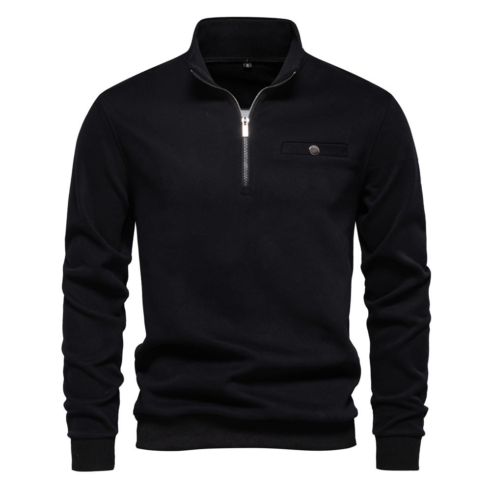 Herrer Fleece Pullover med hochwertig Halvlynlås og praktisk brystlomme Stilla