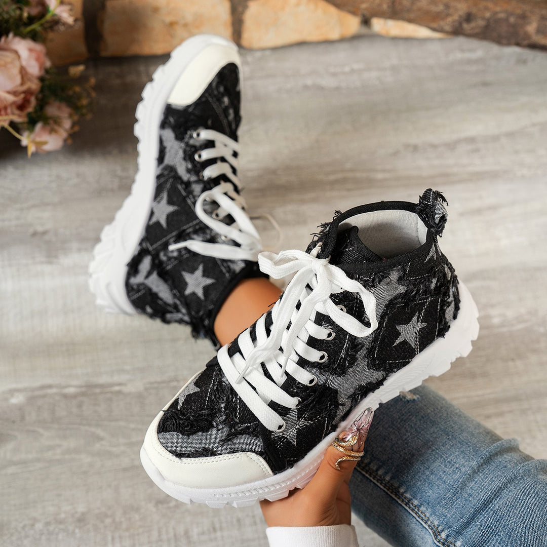 Dame sneakers med moderigtigt stjernemønster og højkvalitets overmateriale Stilla
