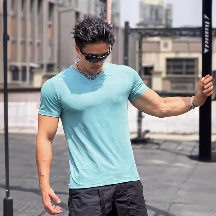 Herrer Åndbart Fitness-T-Shirt med struktureret Design Stilla