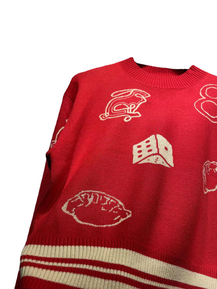 Dame striktrøje med kreativt print og sportsligt design Stilla