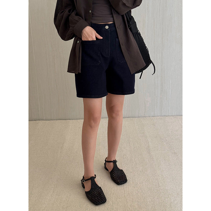 Dame jeans-shorts med bred pasform og praktiske lommer Stilla