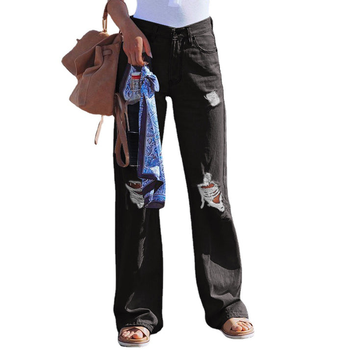 Dame Flared Jeans i trendy Destroyed-stil med høj talje Stilla